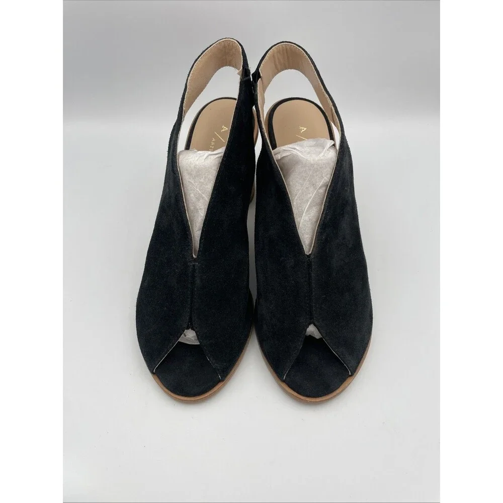 ANTHROPOLOGIE BLACK TRACY Slingback Shooties Size 40 Heels 10 High Heel